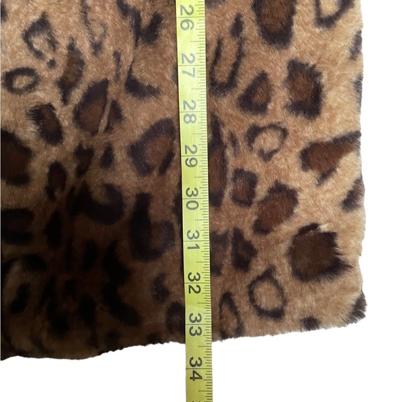 Cavalini Faux Fur Leopard Print Midi Coat Size Large - Picture 10 of 14